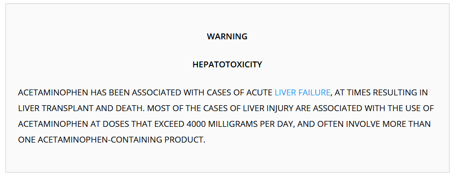 Acetaminophen Warning